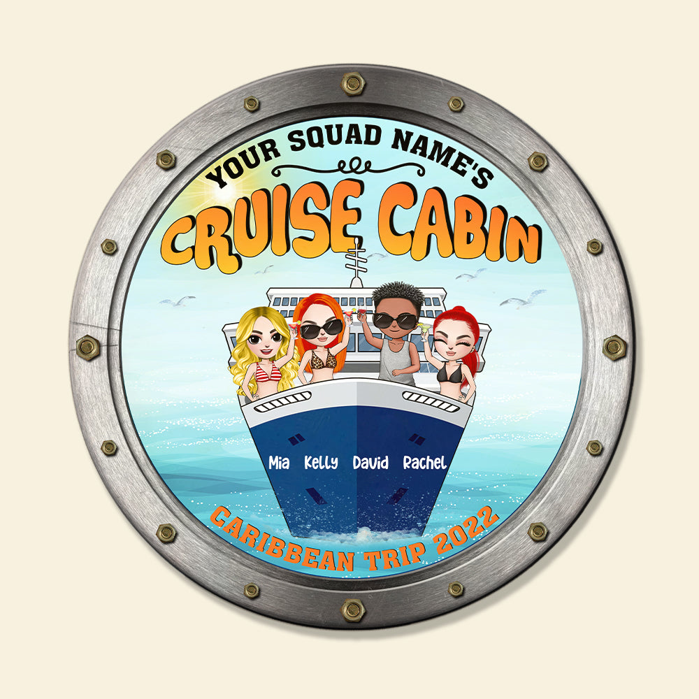 Personalized Cruising Round Wooden Sign - Cruise Cabin - Wood Sign - GoDuckee