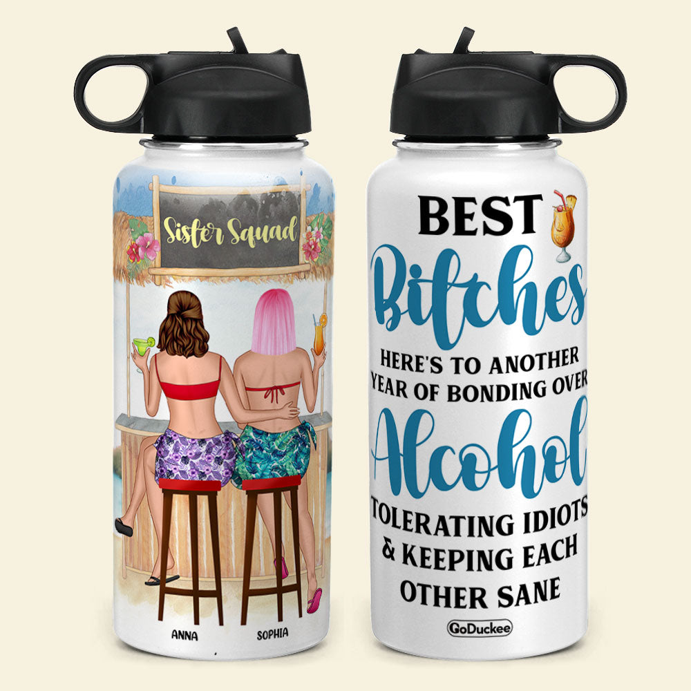 Personalized Bar Besties Water Bottle - Sister Squad, Best Biches - Water Bottles - GoDuckee