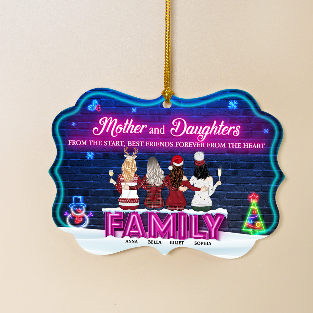 Mother And Daughters From The Starts Best Friends Personalized Medallion Acrylic Ornament, Christmas Gift For Family - Ornament - GoDuckee