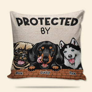 Protected By My Dogs Personalized Dog Safeguards Pillow, Gift For Dog Lovers - Pillow - GoDuckee