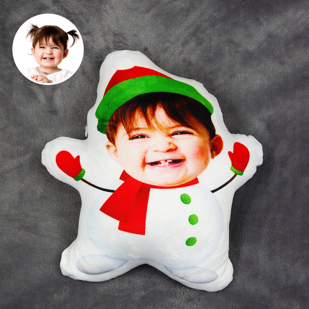 Custom Face Pillow, Love Family, Little Snow Girl, Christmas Gifts - Pillow - GoDuckee