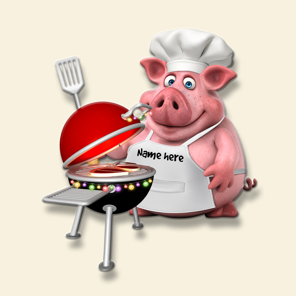 Grill Pig Chef Grilling - Personalized Christmas Ornament - Gifts for Grillers - Ornament - GoDuckee