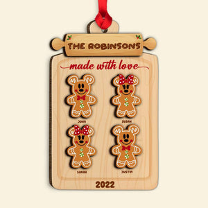 Made With Love And Cookie Friends, Personalized Wood Ornament - Ornament - GoDuckee