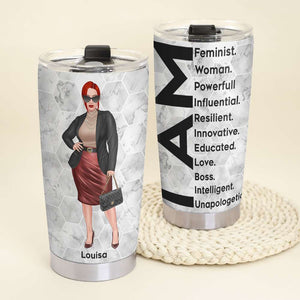 I Am Feminist Woman Powerful Personalized Boss Lady Tumbler Cup - Tumbler Cup - GoDuckee