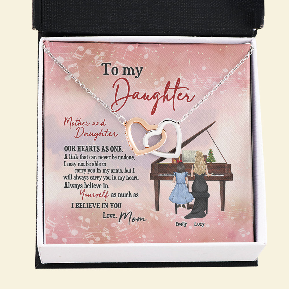 Piano Mom To My Daughter - Personalized Interlocking Hearts Necklace - Jewelry - GoDuckee