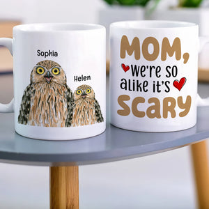 We're so alike, Personalized Coffee Mug, Sitting With Mom Coffee Mug, Mother's Day, Birthday Gift For Mom - Coffee Mug - GoDuckee