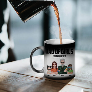 Dad Of Girls Outnumbered Personalized Father Magic Mug - Magic Mug - GoDuckee