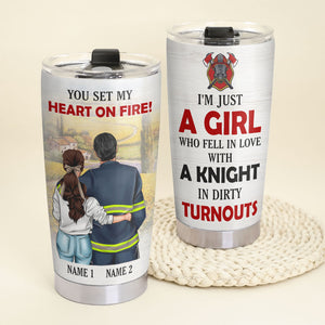 Personalized Firefighter Tumbler Cup - Just A Girl Who Fell In Love With A Knight Firefighter - Firefighter's Wife - Tumbler Cup - GoDuckee