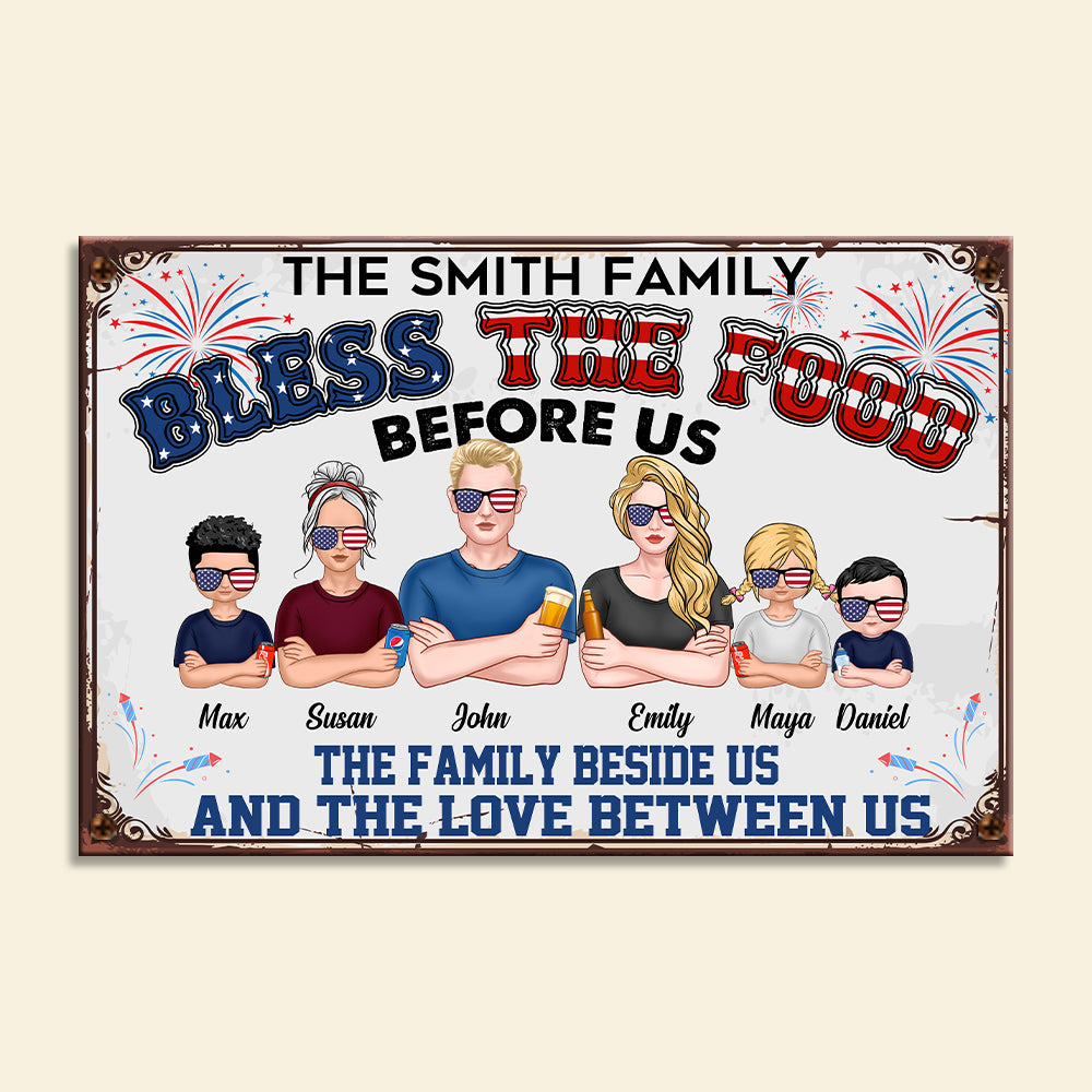 Family Bless The Food - Personalized Metal Sign - Metal Wall Art - GoDuckee