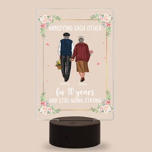 Annoying Each Other - Personalized Led Night Light - Gift For Couple - Old Couple Hand In Hand Back View - Led Night Light - GoDuckee