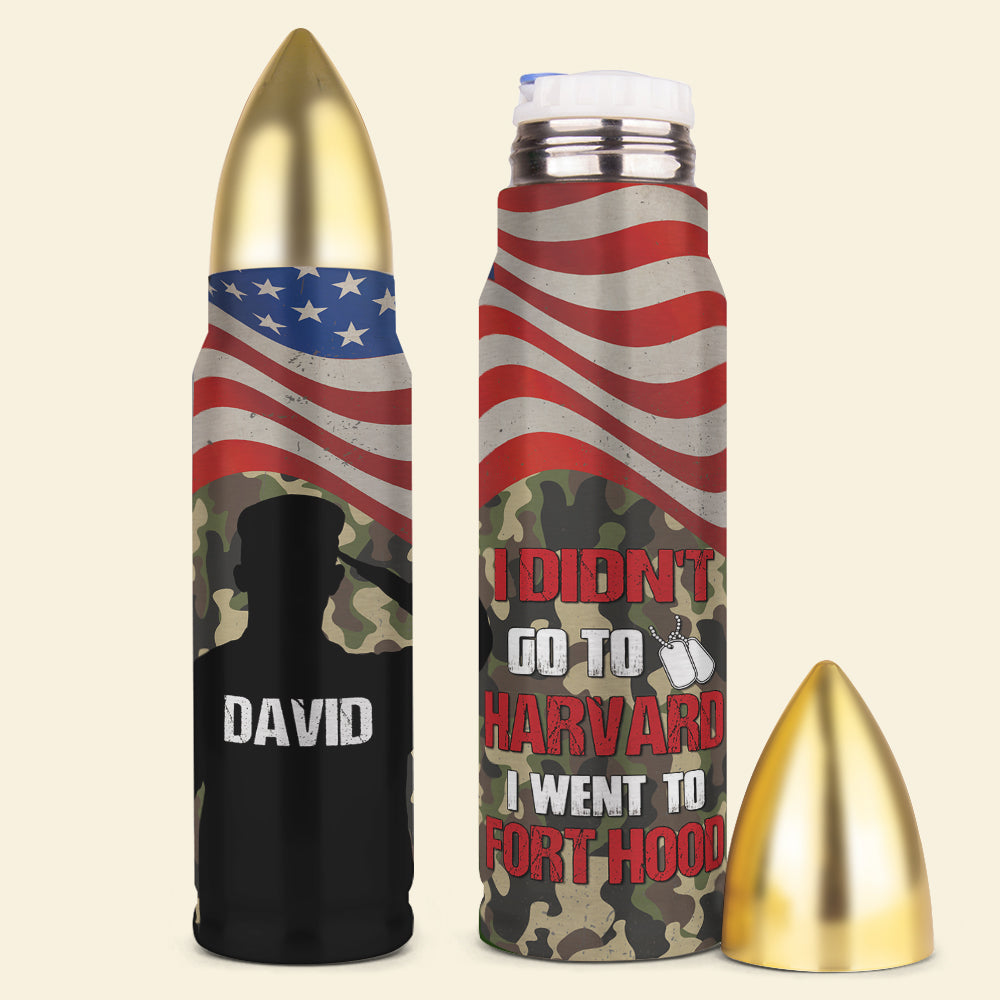 Veteran Bullet Tumbler - I Didn't Go To Harvard - American Flag Theme - Water Bottles - GoDuckee