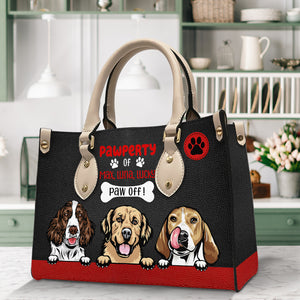 Pawperty Paw Off, Gift For Dog Lovers, Personalized Leather Bag - Leather Bag - GoDuckee