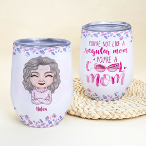 You're A Cool Mom Personalized Wine Tumbler, Gift For Mom, Mom Floral Tumbler, Mother's Day Gift - Wine Tumbler - GoDuckee