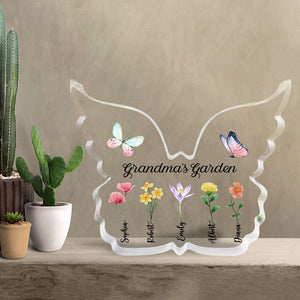 Grandma's Garden, Custom Shaped Acrylic Plaque, Flower Garden Acrylic Plaque, Gift For Grandma - Decorative Plaques - GoDuckee