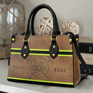 Personalized Firefighter Leather Bag, Gift For Her - Leather Bag - GoDuckee