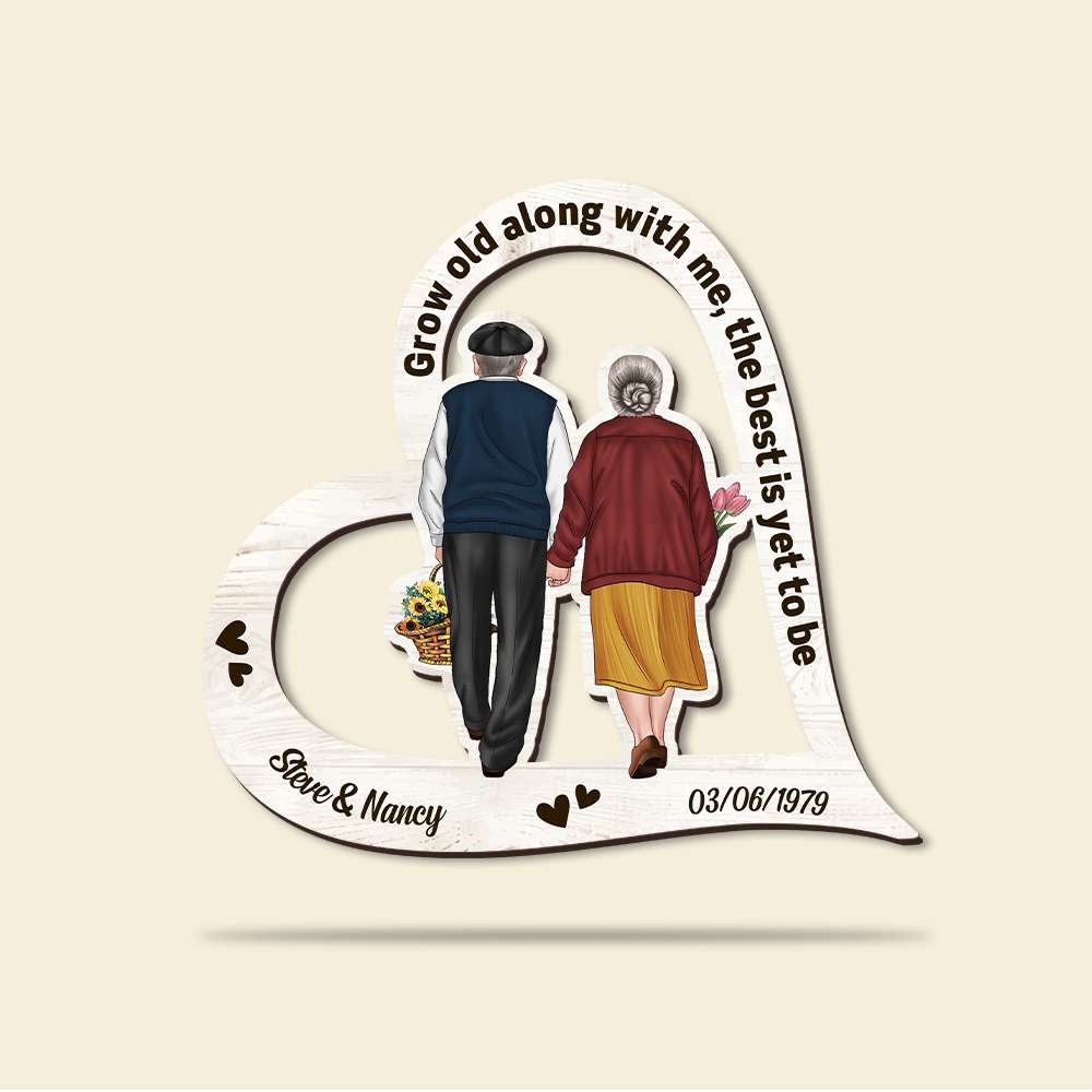 Grow Old Along With Me, The Best Is Yet To Be - Personalized Wood Sign - Gift For Couple - Wood Sign - GoDuckee