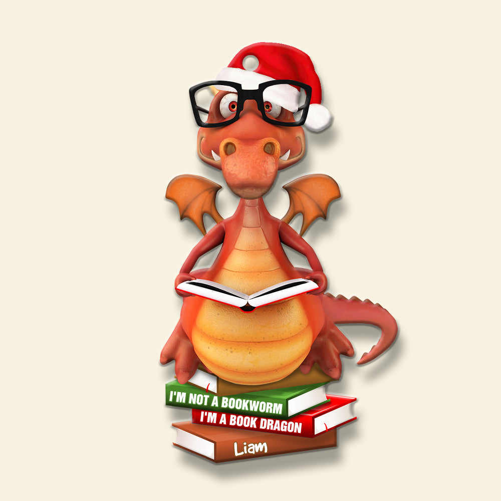 Book Dragon - Personalized Christmas Ornament - Christmas Gift For Book Lover - Ornament - GoDuckee