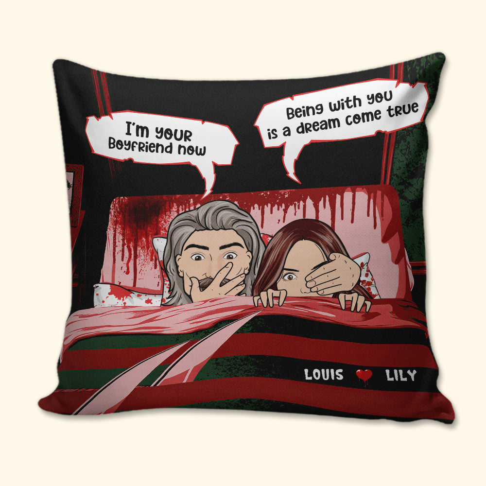 Personalized Gift Pillow Ideas For Couple, Horror Movies Lovers, I'm Your Boyfriend Now - Custom Pillow - Pillow - GoDuckee