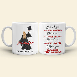 Behind You All Your Memories, Graduate White Mug - Coffee Mug - GoDuckee