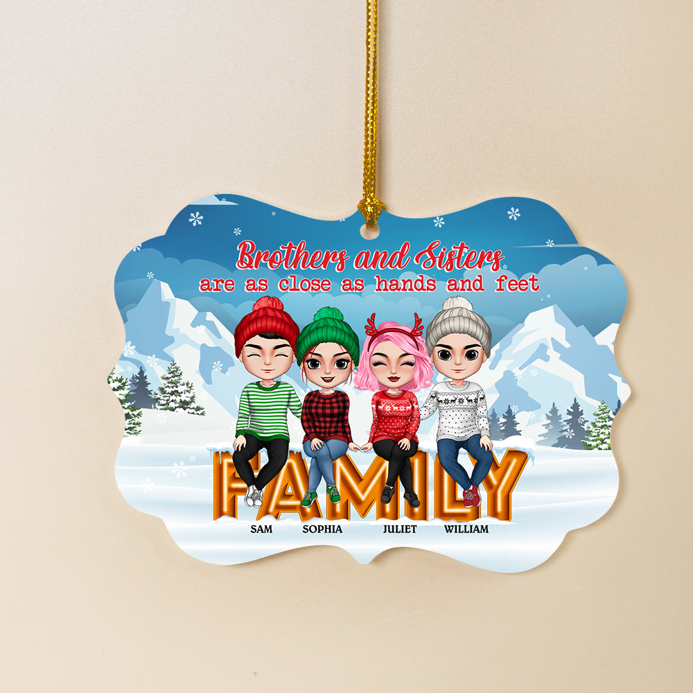 Siblings Are Close As Hands And Feet Personalized Ornament, Christmas Gift For Siblings - Ornament - GoDuckee