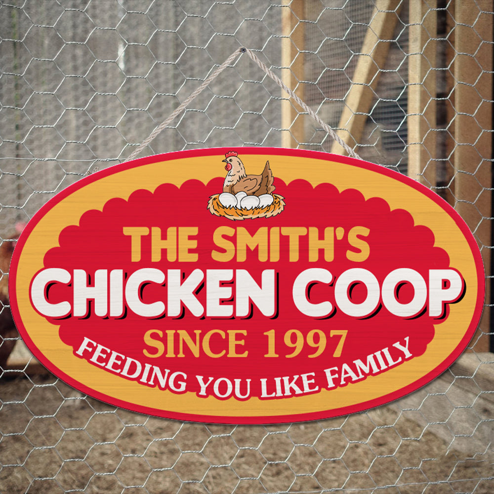 Feeding You Like Family Personalized Poultry Farming Wood Sign Gift For Farmer - Wood Sign - GoDuckee