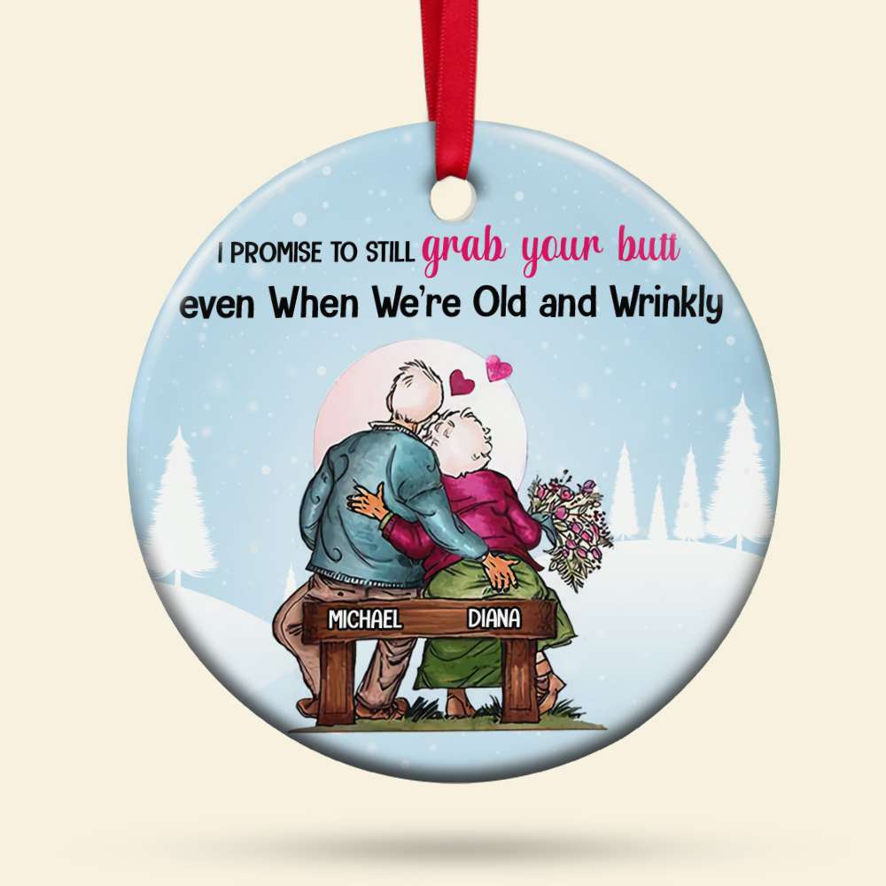 I Promise To Grab Your Butt Personalized Ceramic Ornament, Gift For Couple - Ornament - GoDuckee