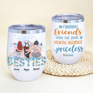 Girls Beach Trip - Personalized Wine Tumbler - Finding Friends With The Same - Beach Seamless & Leopard Theme - Wine Tumbler - GoDuckee