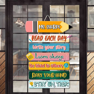 Personalized Teacher Quote Wood Sign, Read Each Day - Write Your Story, Classroom Decor - Wood Sign - GoDuckee