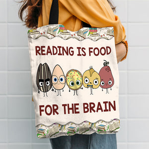 Teacher Reading Is Food For The Brain Tote Bag - Tote Bag - GoDuckee