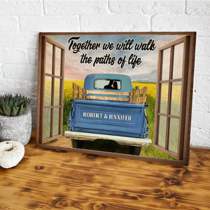 Personalized Couple Poster - Together We Will Walk The Paths Of Life - Couple on Truck Window View - Poster & Canvas - GoDuckee