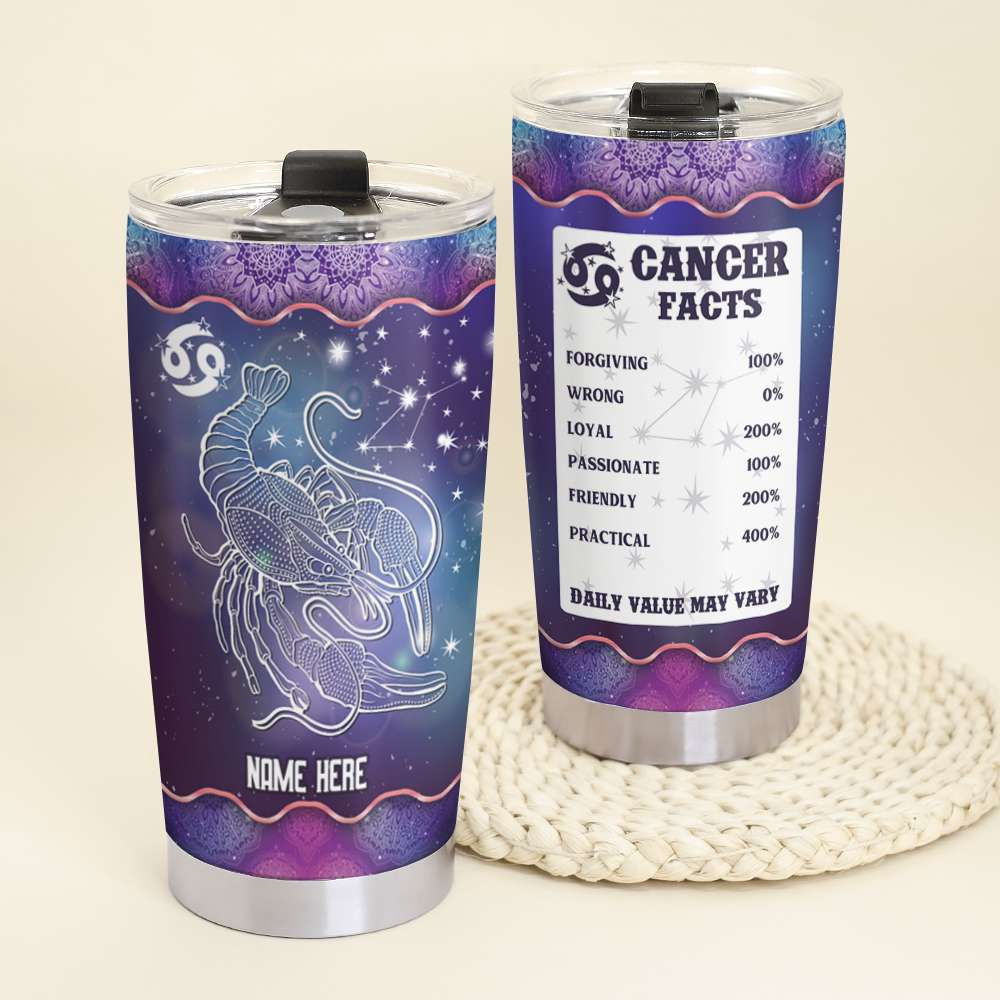 Personalized Tumbler Zodiac Cancer Sign Astrology, Customized Name