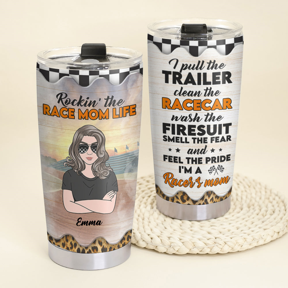 Personalize Racing Tumbler - Rockin' The Race Mom Life - Tumbler Cup - GoDuckee
