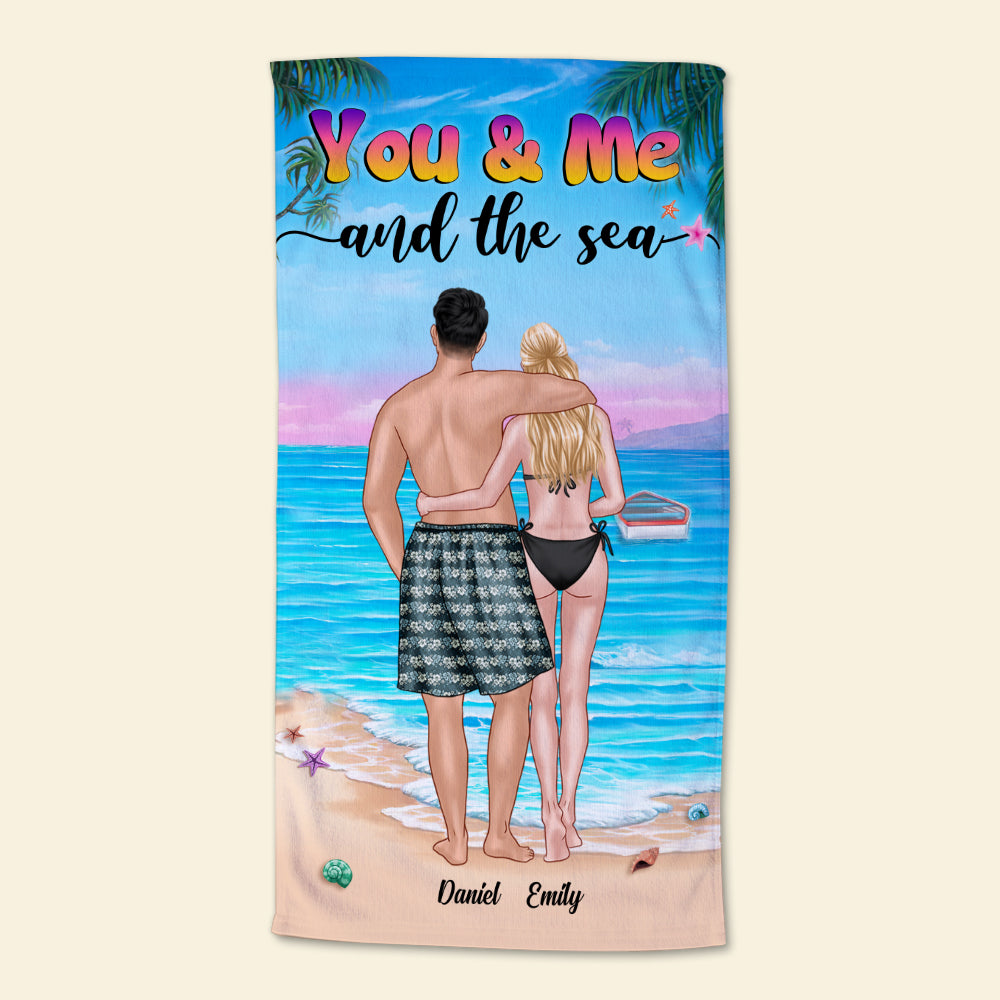 You & Me And The Sea - Personalized Beach Towel - Gift For Couple - Beach Towel - GoDuckee