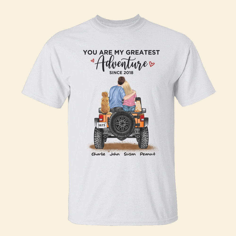 You Are My Greatest Adventure, Personalized Car Couple & Dog, Cat Breeds Shirt, Gift For Couples - Shirts - GoDuckee