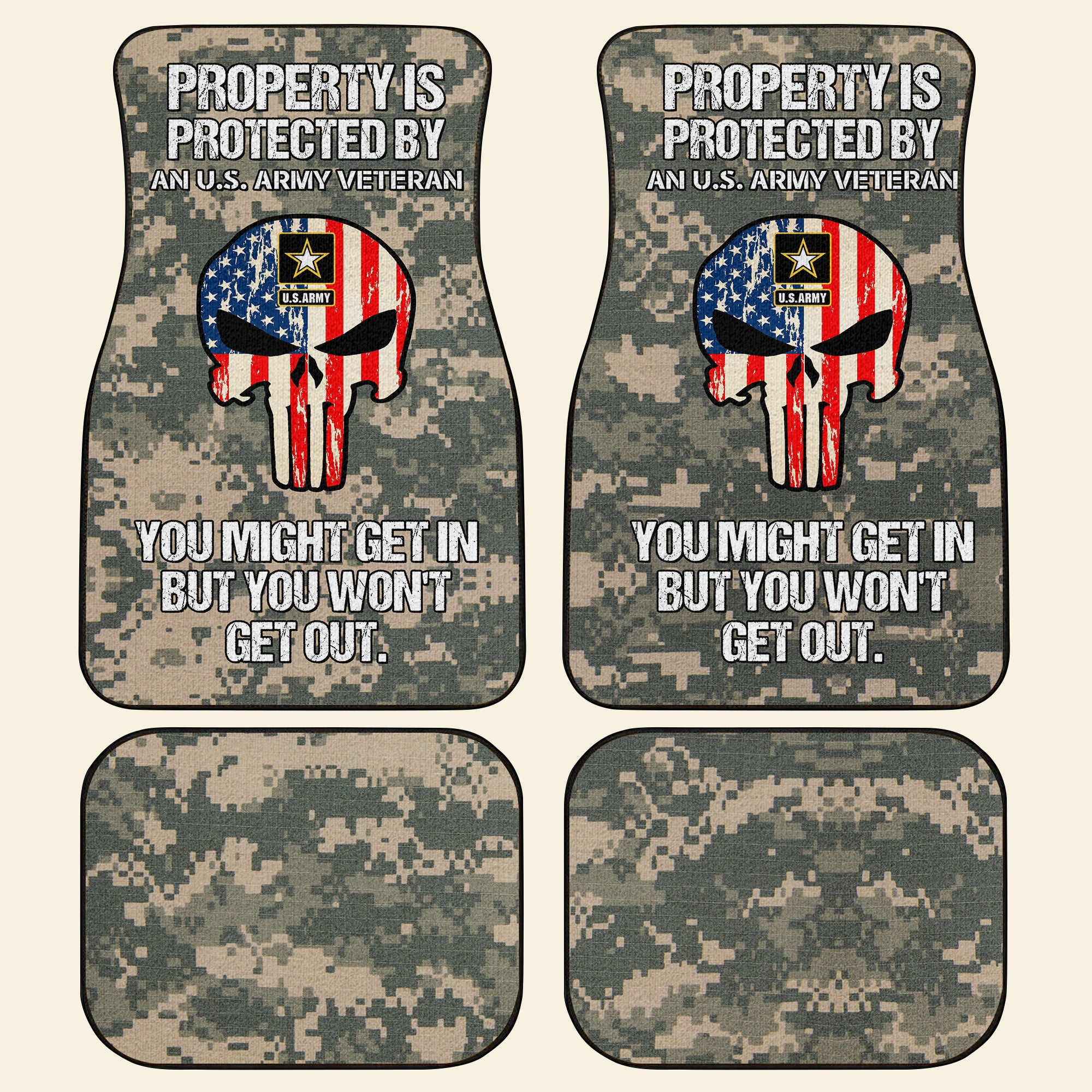 Personalized Veteran Car Mats - You Might Get In But You Won't Get Out - Doormat - GoDuckee