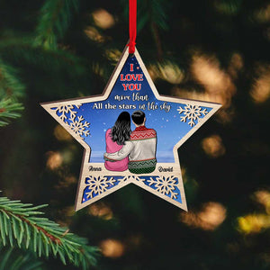 I Love You More Than All The Stars In The Sky Personalized Couple Ornament, Christmas Tree Decor - Ornament - GoDuckee