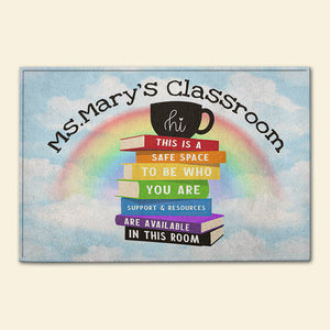 Classroom Welcome Mat - Custom Teacher's Name - This Is A Safe Space - Doormat - GoDuckee