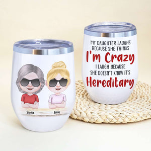 Mom It's Hereditary, Personalized Wine Tumbler, Bad*ss Mom And Kids Wine Tumbler, Funny Mother's Day Gift - Wine Tumbler - GoDuckee