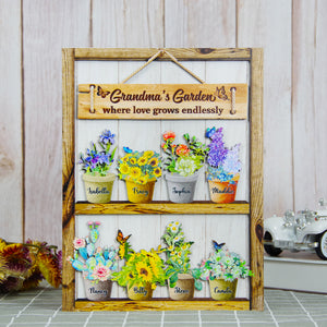 Grandma's Garden Where Love Grows Endlessly - Layered Wood Sign Stand - Wood Sign - GoDuckee