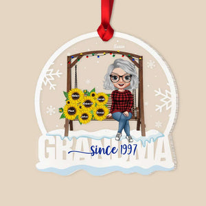 Grandma Grandchildren Sunflower, Acrylic Personalized Shape Ornament Christmas Gift For Grandma - Ornament - GoDuckee