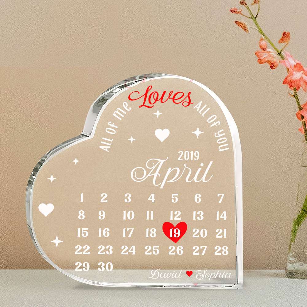 All Of Me Loves All Of You, Love Date Remember Heart Shaped Acrylic Plaque - Decorative Plaques - GoDuckee