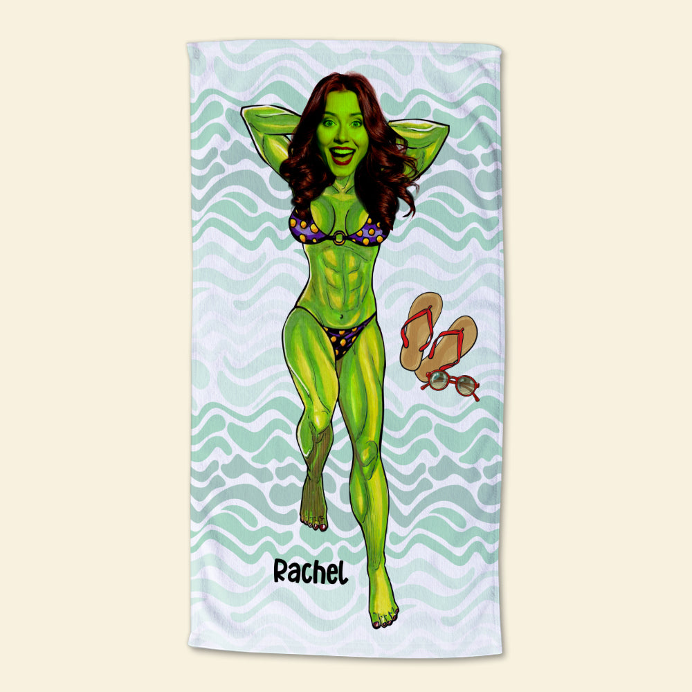 She Hulk - Custom Photo Beach Towel - Summer Gifts for Girls - Beach Towel - GoDuckee