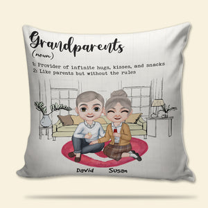 Grandparents Noun, Old Couple Drinking Pillow - Pillow - GoDuckee