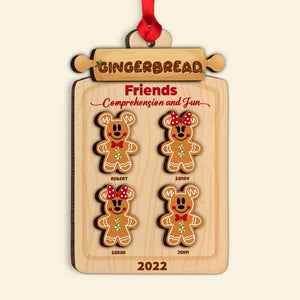 Gingerbread Friends Comprehension And Fun, Best Friend Personalized Wood Ornament Gift - Ornament - GoDuckee