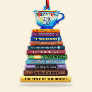 Bookstack Custom Book Titles, Personalized Acrylic Ornament, Gift For Bookworm - Ornament - GoDuckee