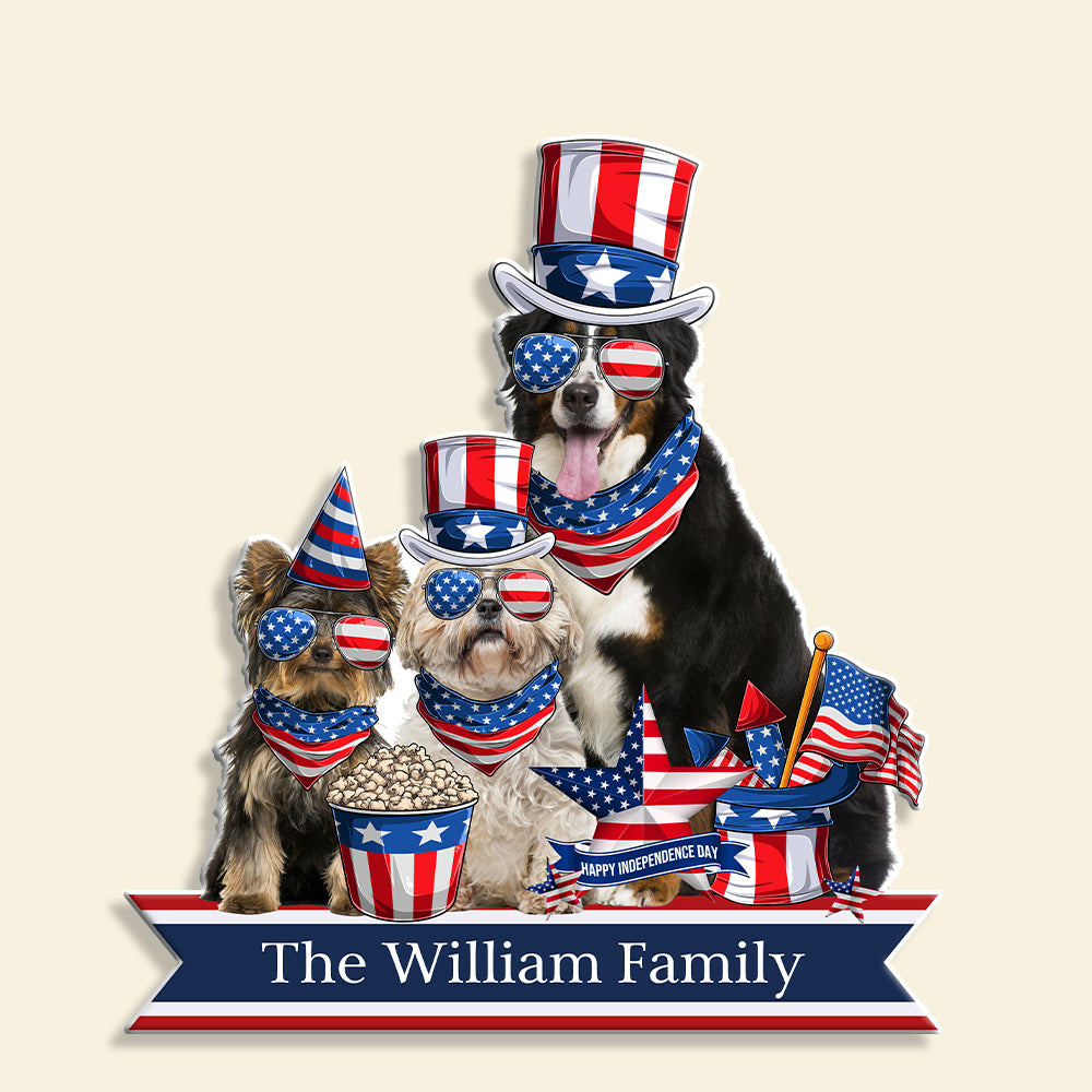 Dog's Family 4th Of July - Cut Metal Sign - Metal Wall Art - GoDuckee