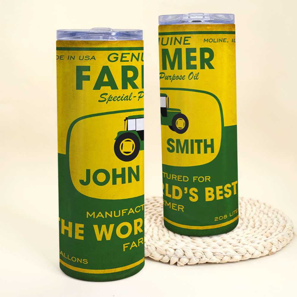 Farmer Manufactured For The World's Best Farmer Custom 20oz Skinny Tumbler - Tumbler Cup - GoDuckee