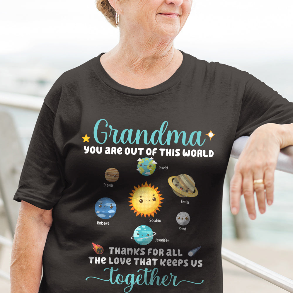 Grandma Thanks For All The Love That Keeps Us Together, Personalized Shirt, Grandma And Grandkids System Shirt, Mother's Day, Birthday Gift For Grandma - Shirts - GoDuckee
