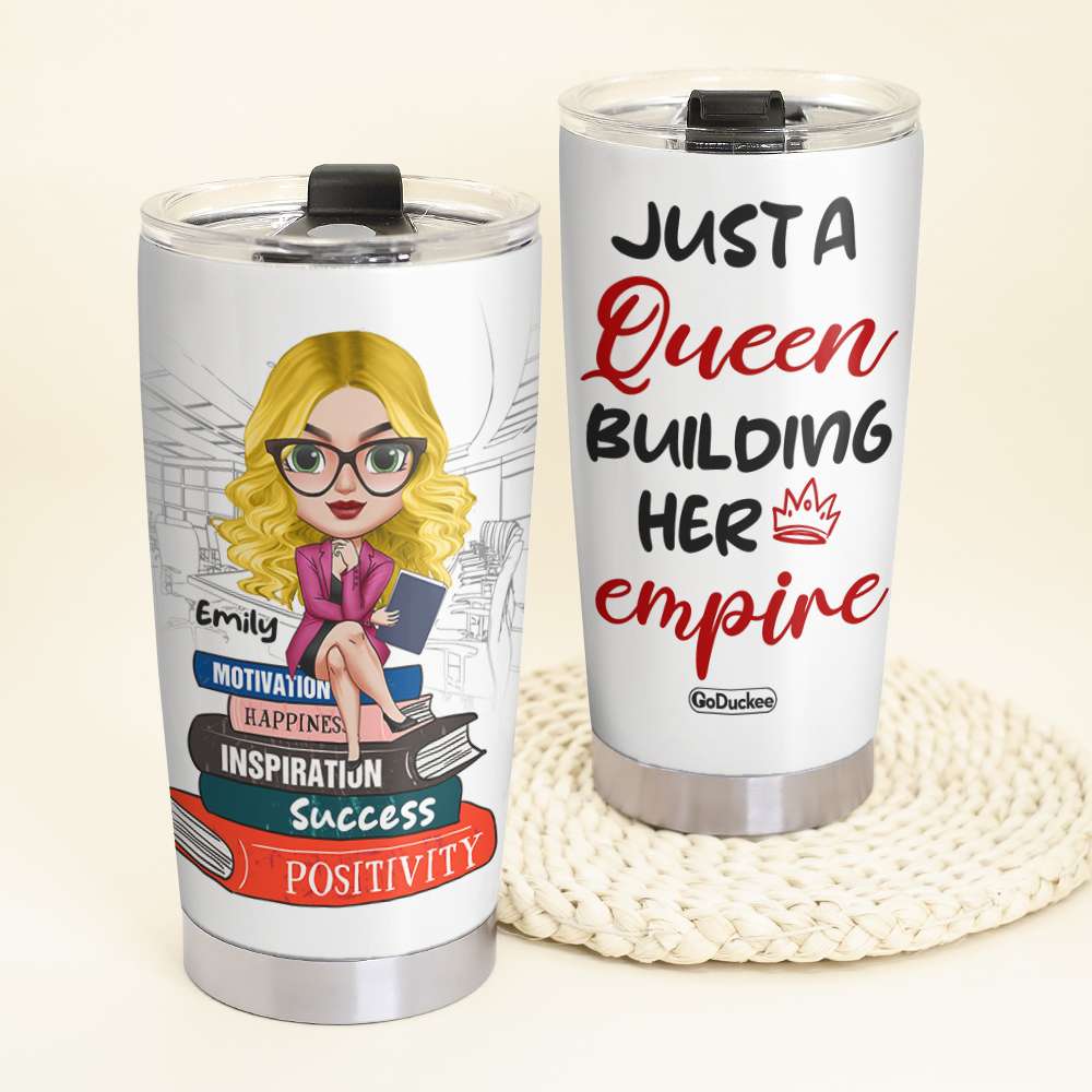 Just A Queen Building Her Empire, Personalized Girl Boss Tumbler, Gift for Girls - Tumbler Cup - GoDuckee