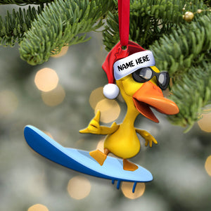 Surfing Yellow Ducks - Personalized Christmas Ornament - Gifts for Surfing Lovers - Ornament - GoDuckee